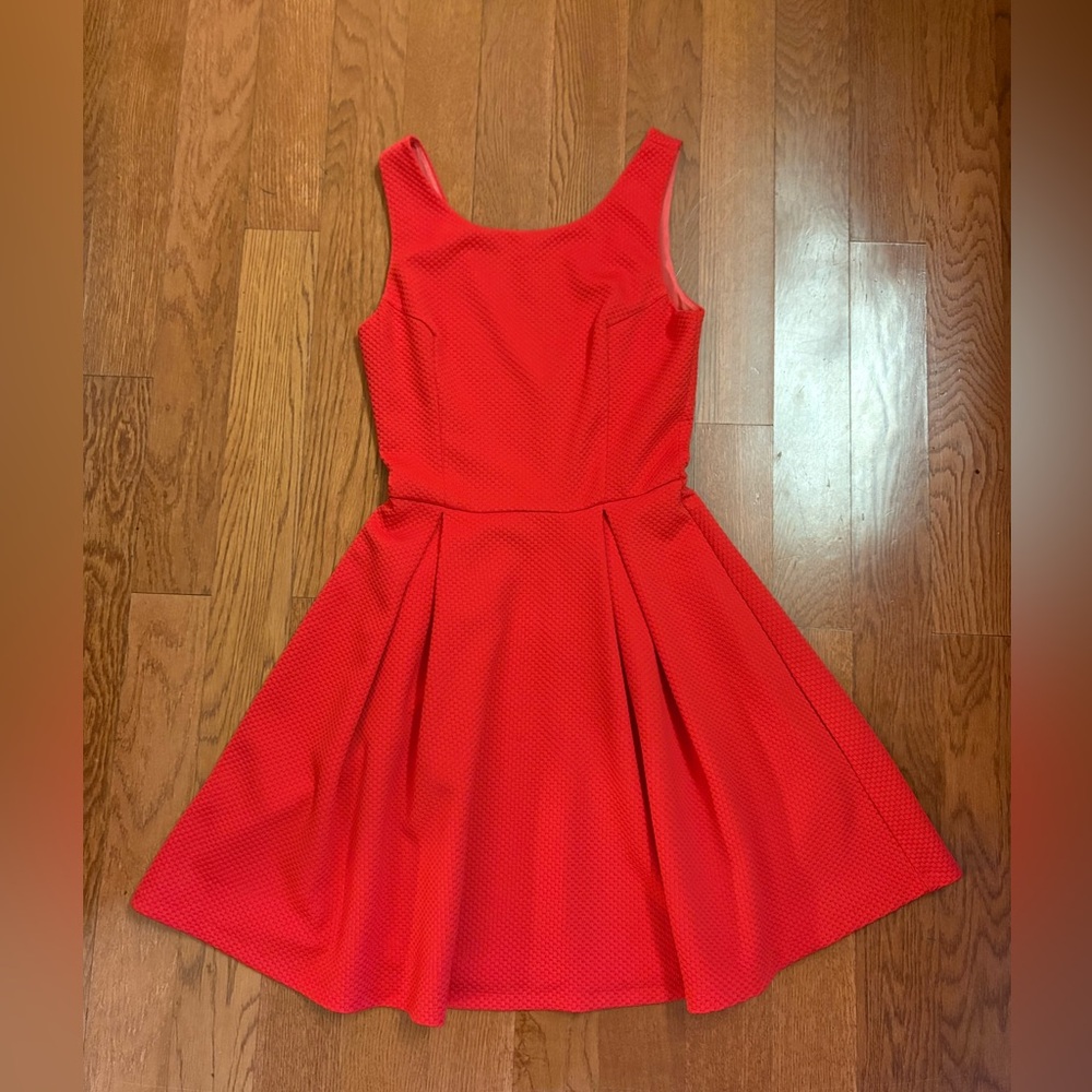 love...ady Vibrant Red Textured Dress. Fit and flare style. Size XS